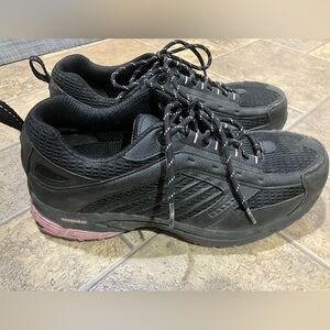 Ladies steel toe shoes boots black pink size 9.5